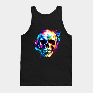 Colored Skull Design in Vibrant Vector Style Tank Top